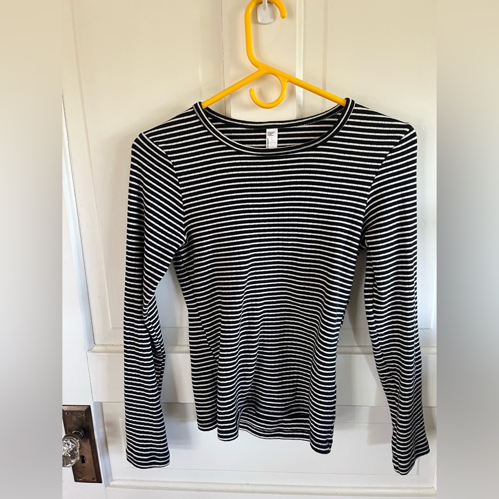 American Apparel Black and White Striped Long Sleeve Top